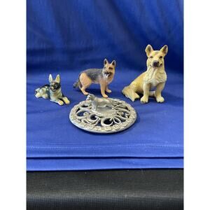 Shephard Dog Figurines and Candle Cap Set of Four Item